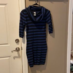 Medium blue and black striped sweater dress